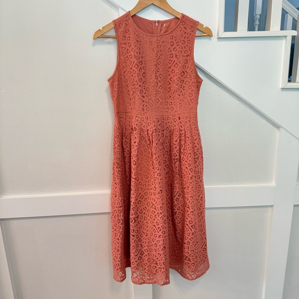 LOFT Coral Lace Midi Dress size S
